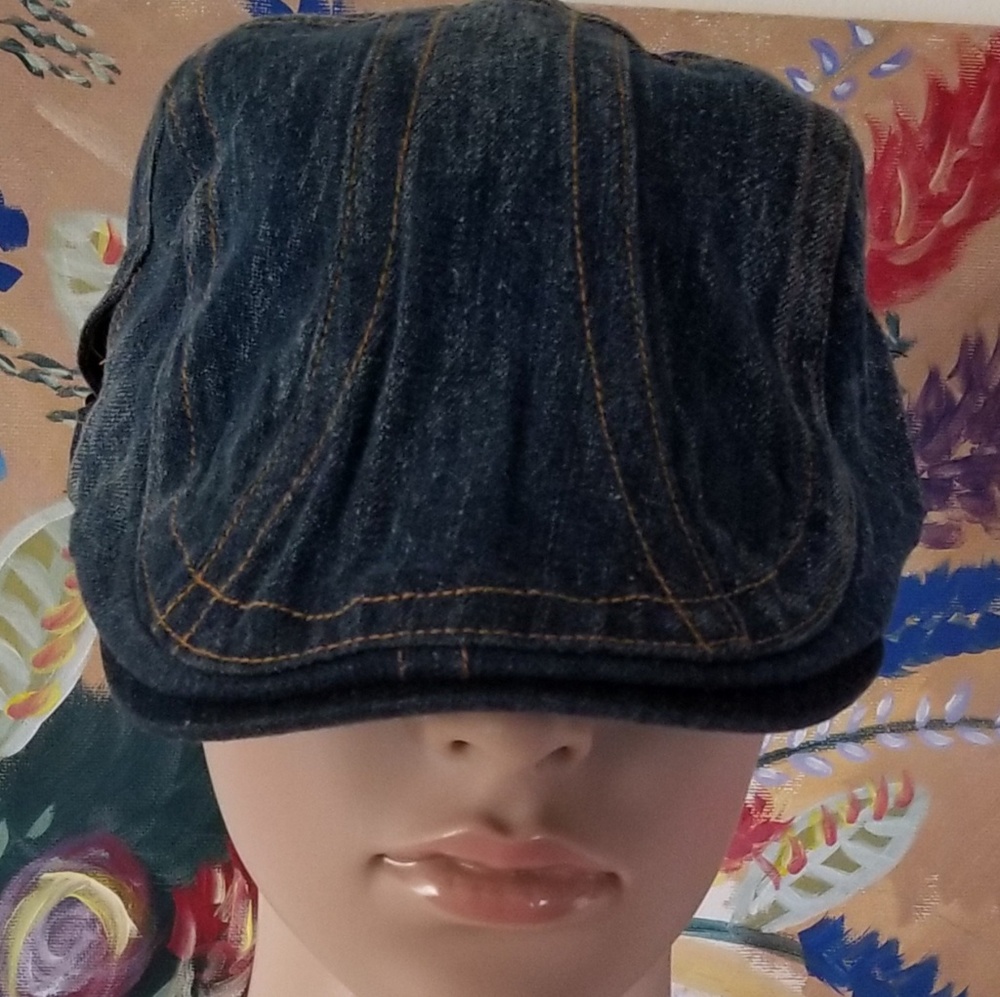 Denim Beret with Stitching Design